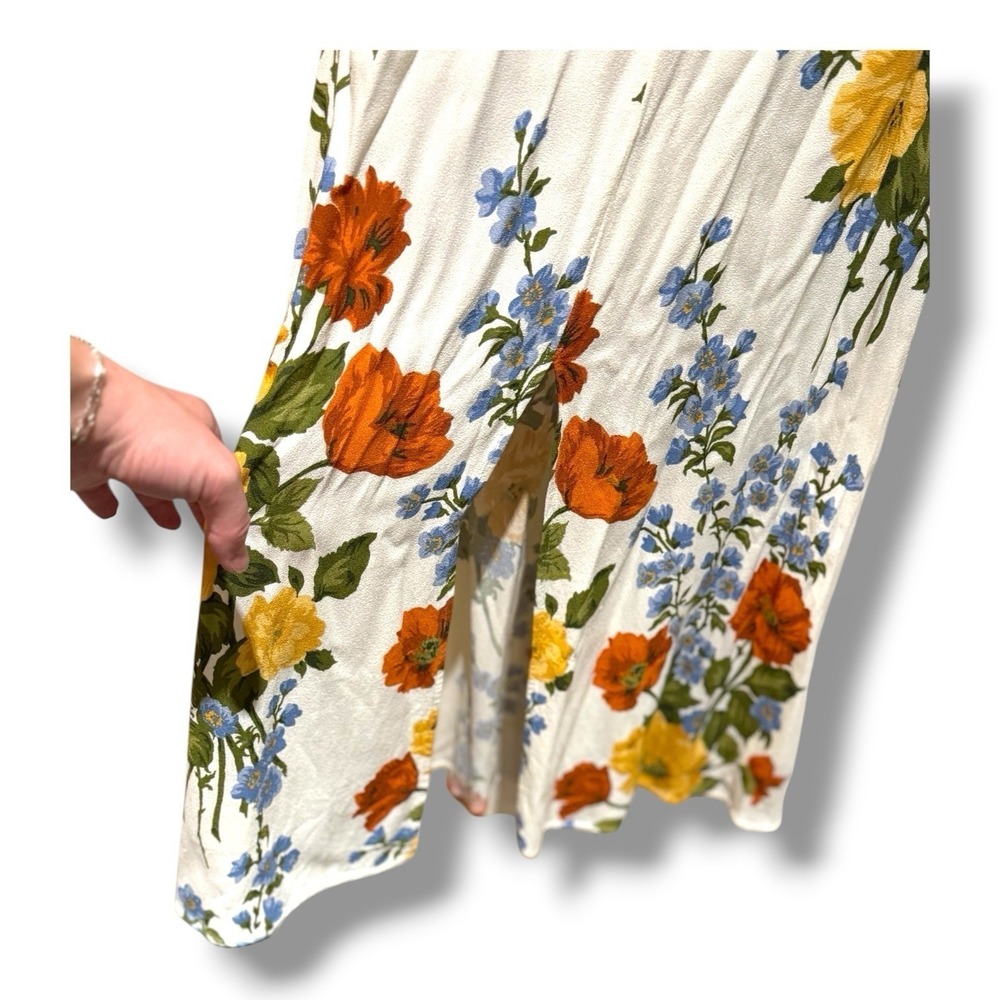 Reformation Baxley Midi Formosa Floral Cottagecore A-Line Slit Cap Sleeve Size 6 - Picture 6 of 9
